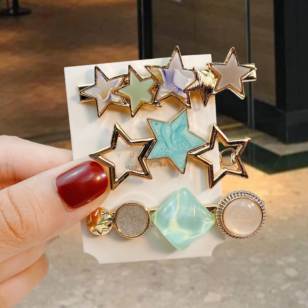 1 ensemble Macaron cristal strass pince à cheveux étoile amour forme Barrettes épingles à cheveux géométrique cheveux accessoires: 8