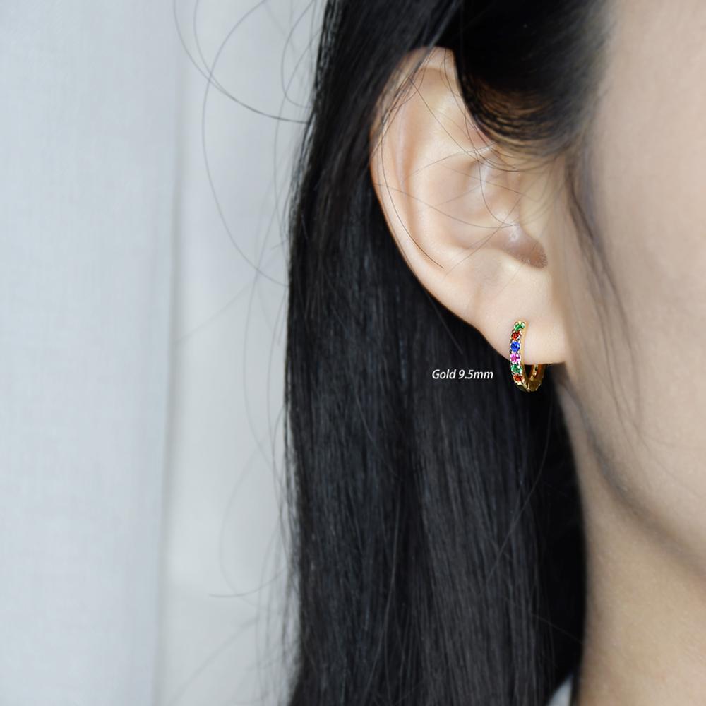 925 sterling silver earring colored zircon round ear ring ear bone temperament wild simple trend female girl ear jewelry