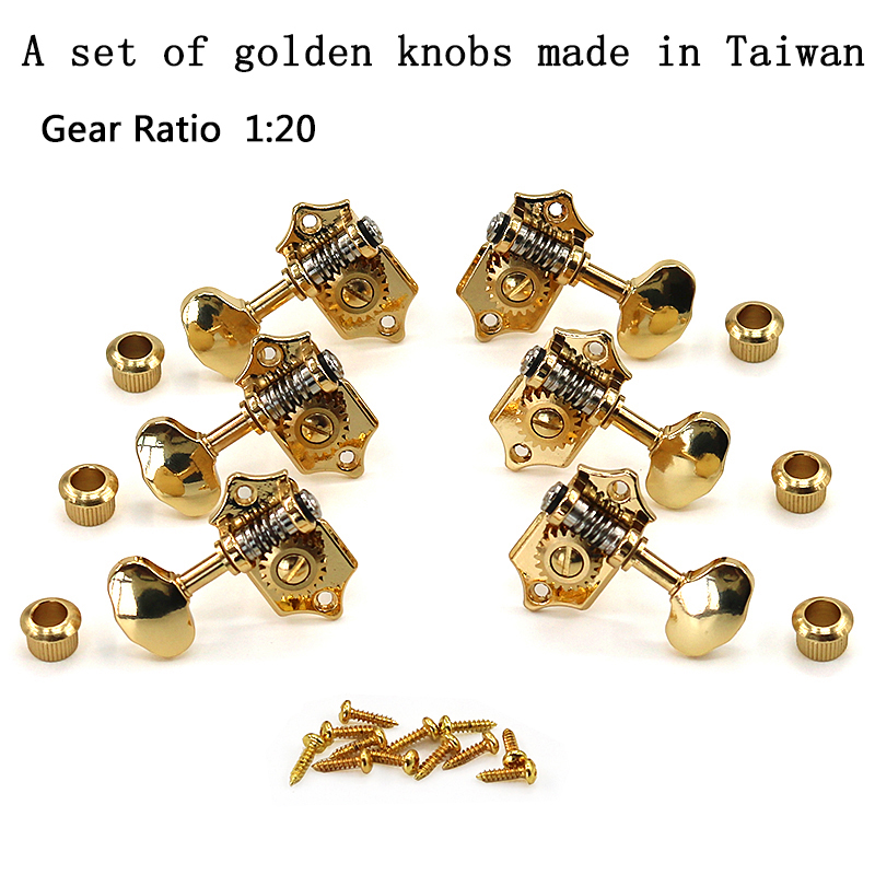 Taiwan produced electric folk guitar string button completely closed open gold silver copper black retro pattern imitation jade: TAIWAN DJ426G-D6