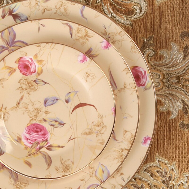 Wourmth European Dinner Western Plate Sets Luxury Phnom Penh Fruit Plate Restaurant Banquet Candies Disk Cake Plate Ceramic Mug