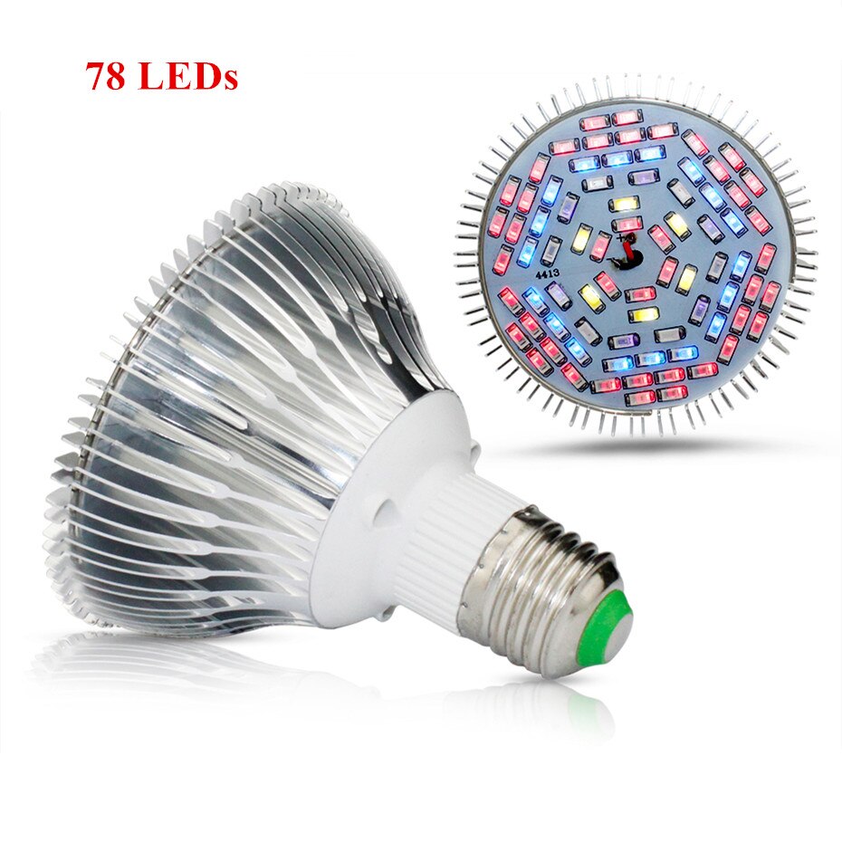 Full Spectrum Aluminum E27 LED Grow Light Indoor 40/78/120Leds IR UV White Plant Growing Lamp Bulb Light Phytolamp For Plants: 78leds