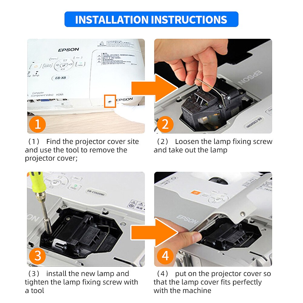for Epson Home Cinema 705HD PowerLite 51 71 79 EX31 EX51 EX71 S7 S8 W7 W8 Replacement ELPLP54 V13H010L54 ELPLP58 V13H010L58