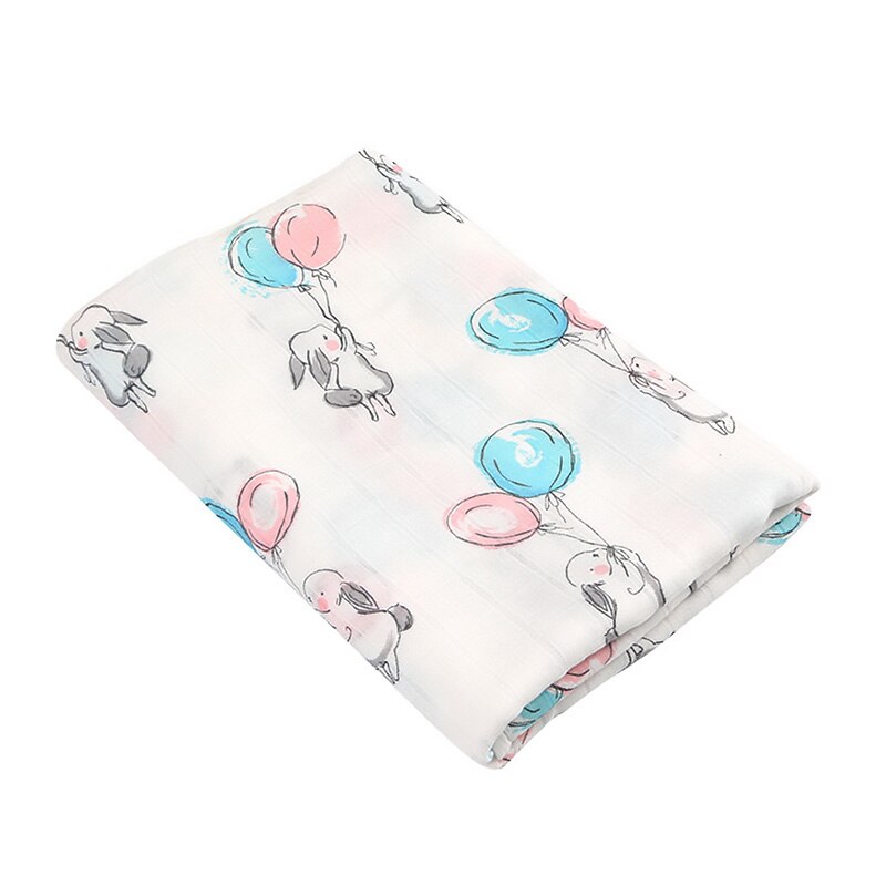 Andningsbara babyfiltar bambufibertyg muslingaze handduk supermjuka filtar för nyfödda sommarwrap 120*120cm: Kanin