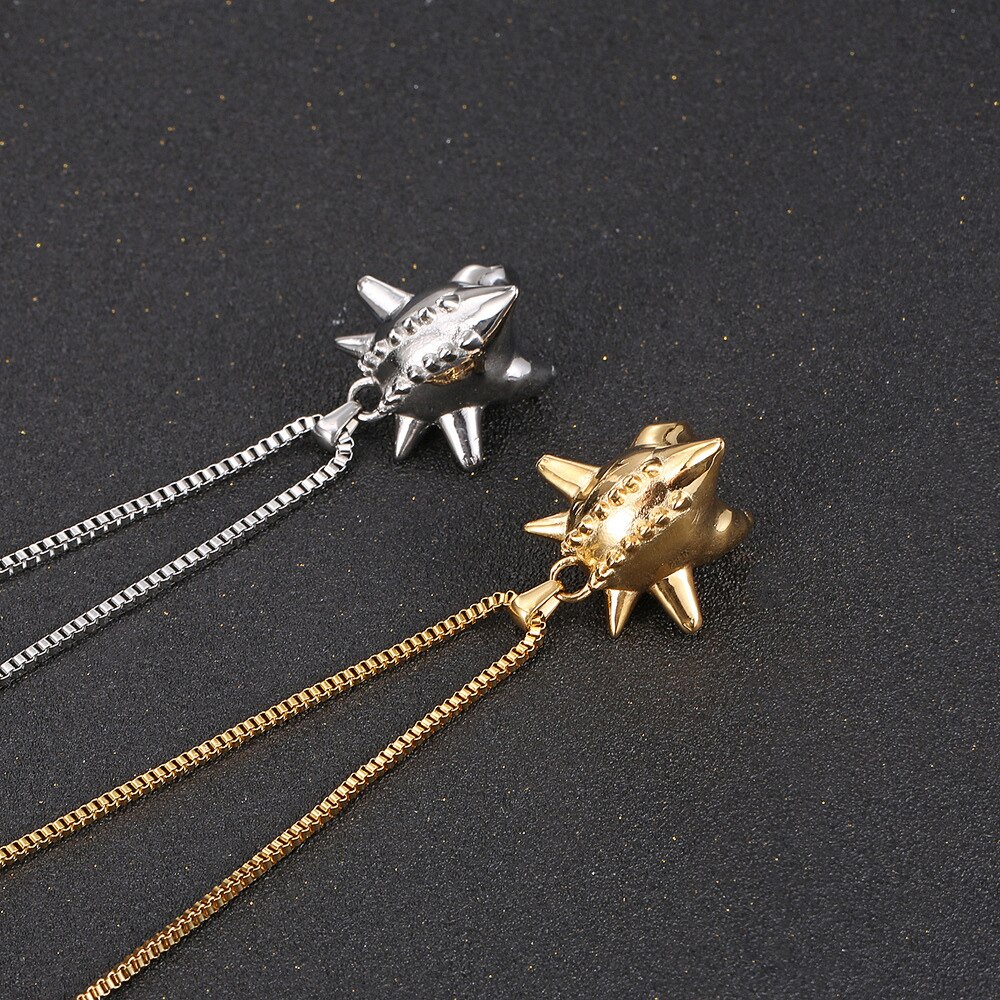 Stainless steel hip hop ghost cartoon men's punk rock pendant necklace jewelry for him with box chain