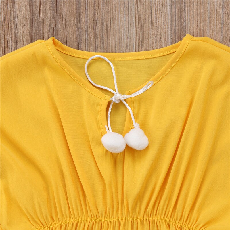 Kids Beach Cover Ups Baby Girls tassels short sleeve O Neck Sundress Children Flower Bikini Bathing Suit Biquinis