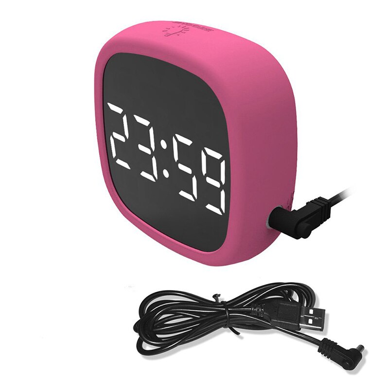 Led Digital Clocks Travel Snooze Alarm Clock Dimming Touch Magnet Electrontic Clock Home Screen Silicone Voice Control Clock: Rose Red