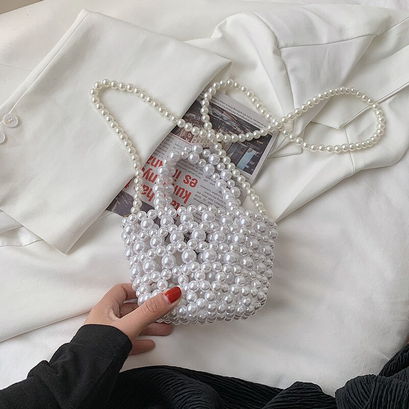 Popular Vintage Charm Pearl Bag Women's Net in Summer Shoulder Bag Women's Makeup Bags: Default Title