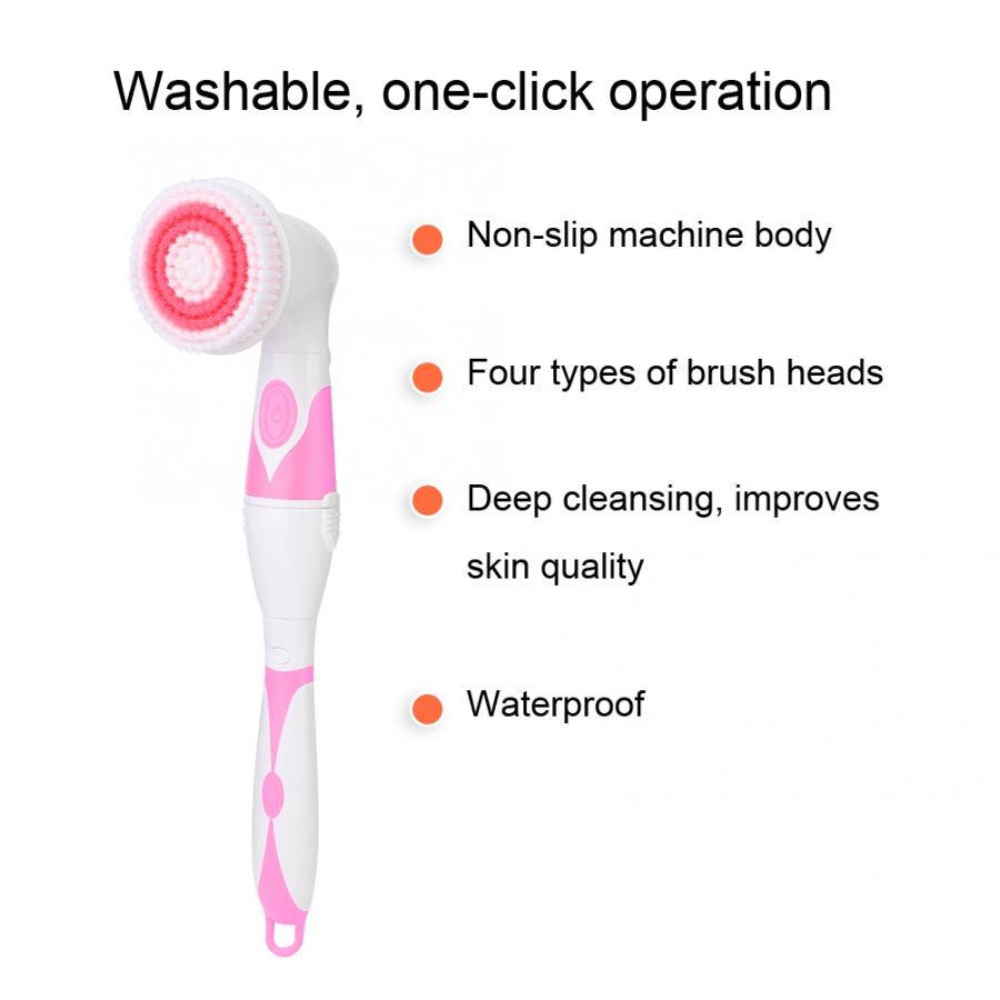 Cepillo corporal para el baño eléctrico 4 en 1, cepillo masajeador de ducha de mano automático exfoliante, Bola de baño, cuidado de la salud