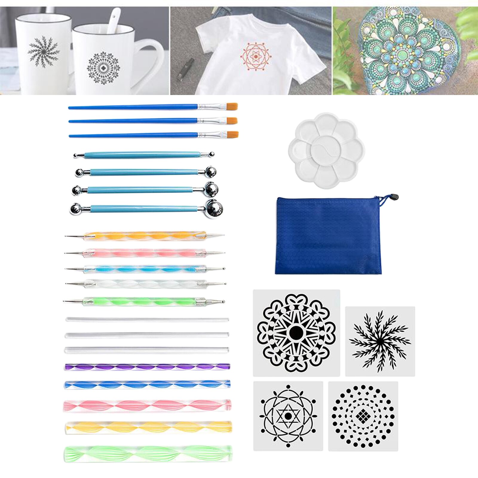 25Pcs Mandala Dotting Tools DIY Rock Painting Kits Dot Art Pen Paint Stencil