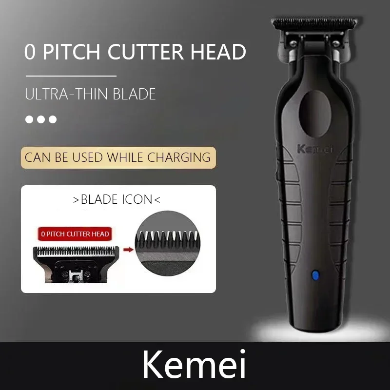Kemei 2299 Barber Cordless Hair Trimmer 0mm Zero Gapped Carving Clipper Detailer Electric Finish Cutting Machine