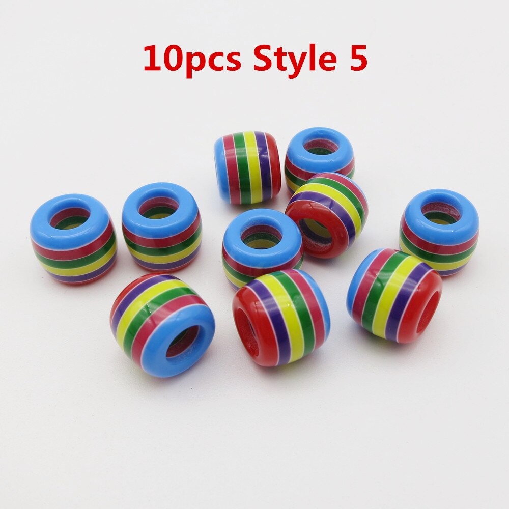 10pcs-30pcs Crochet kids women Braids multi coloured Hair braid Dreadlock Beads rings tube approx 6mm hole for girls Accessories: 10pcs Style 5