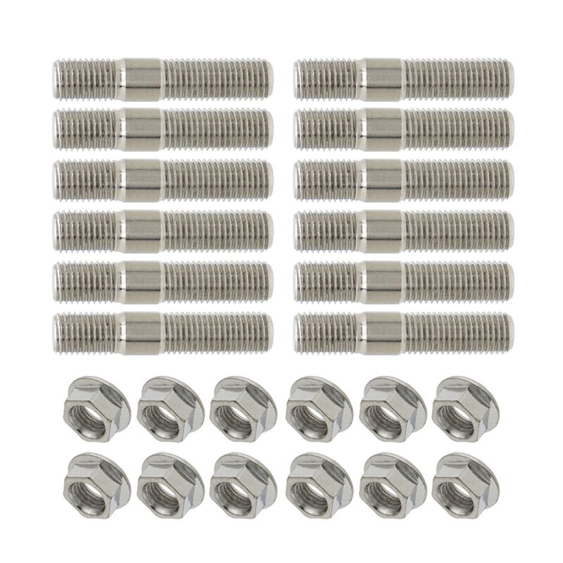 2/3/4/5/6/8/12 piece 10mm Exhaust Studs Bolts &amp; Serrated Nuts M10x1.25 Manifold Flange Studs Nuts Kit: 12 pcs