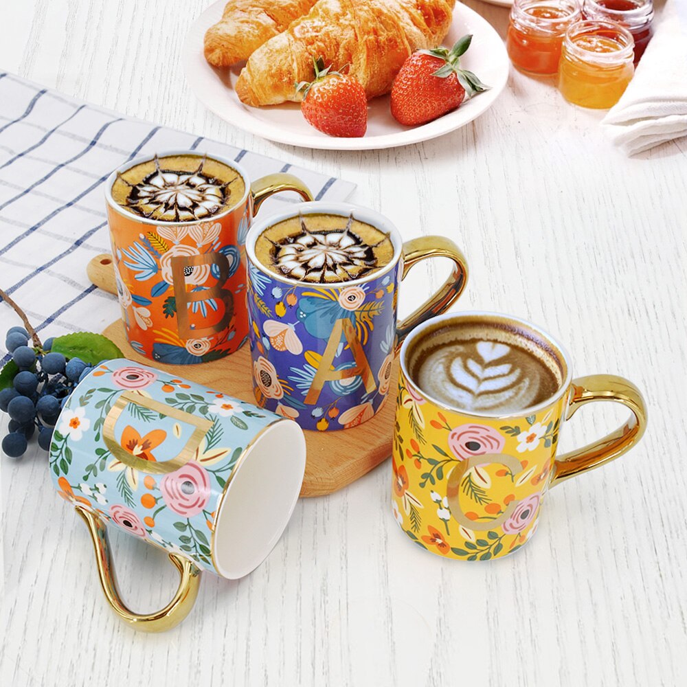 AIXZ 2Pcs/Set Mugs Ceramic Mug Coffee Cup 350 ML 470 ML Large Capacity Tea Mug Couple Lover For Friend