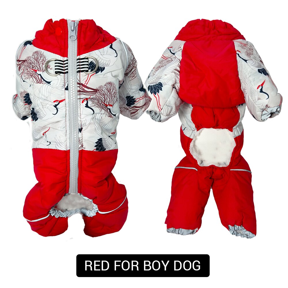 Mädchen/Junge Hund Winter Schneeanzug Wasserdicht Winddicht Winter Jacken für Hunde Weiche Verdicken Vlies Futter Winter Hund Kleidung Overall: rot Pro Junge Hund / 12