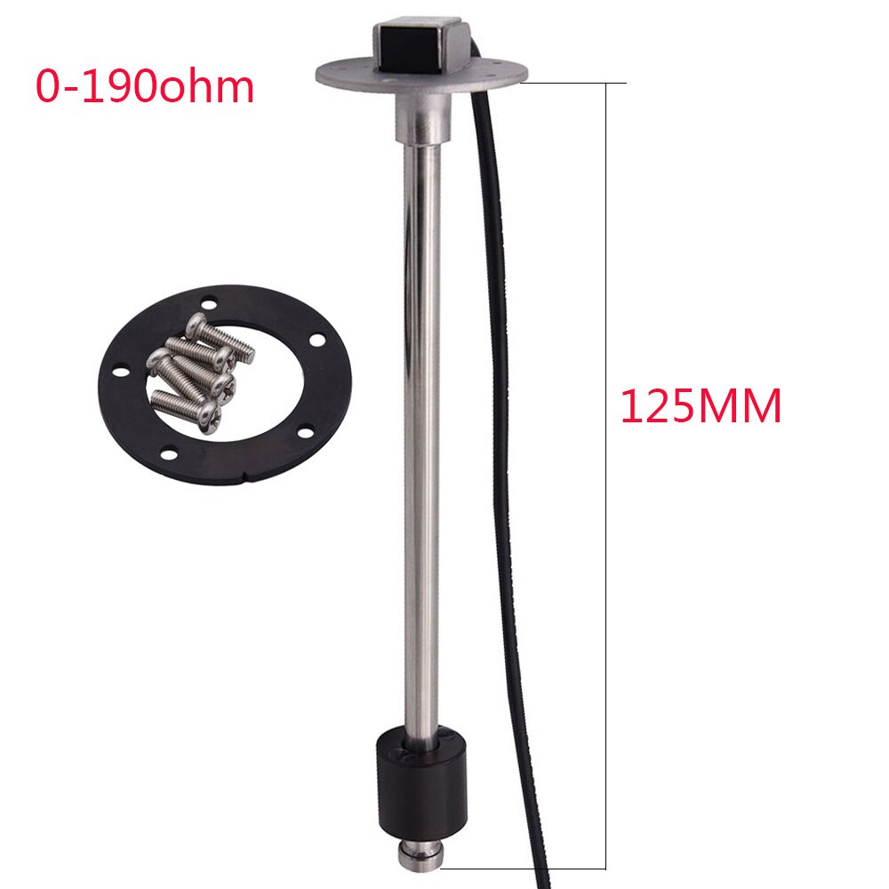 0-190OHM Water Niveau Gauge 52Mm Digital Water Niveau Sensoren Auto Boot Water Tank Level Gauge Met Backlight Voor Brandstof niveau Sensor: 0-190 ohm 125mm