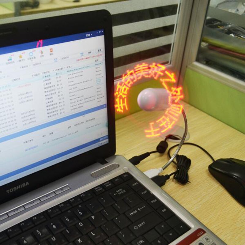 SZKOSTON USB Gadgets DIY Programmable Fan Flexible usb LED Fan Light Reprogramme Any Text Words Advertising Character Message