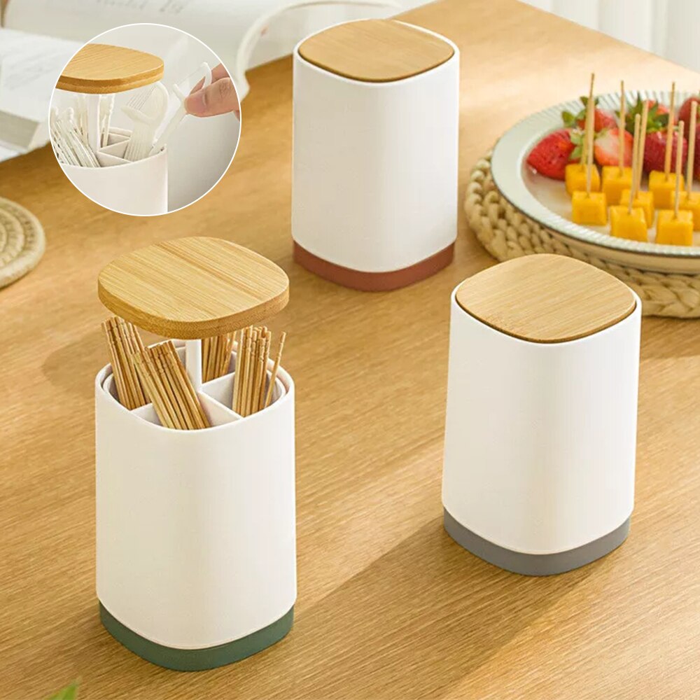 Automatic Pop-Up Press Wooden Toothpick Box Toothpick Storage Organizer Box for Home Kitchen Toothpick Holder Dispenser MAZI888