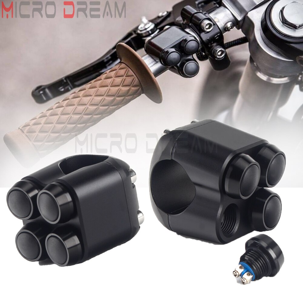 22mm 25mm Custom Motorcycle Handlebar Switches Slim Push Button for Harley Chopper Scrambler Cafe Racer Vintage Triple Switch