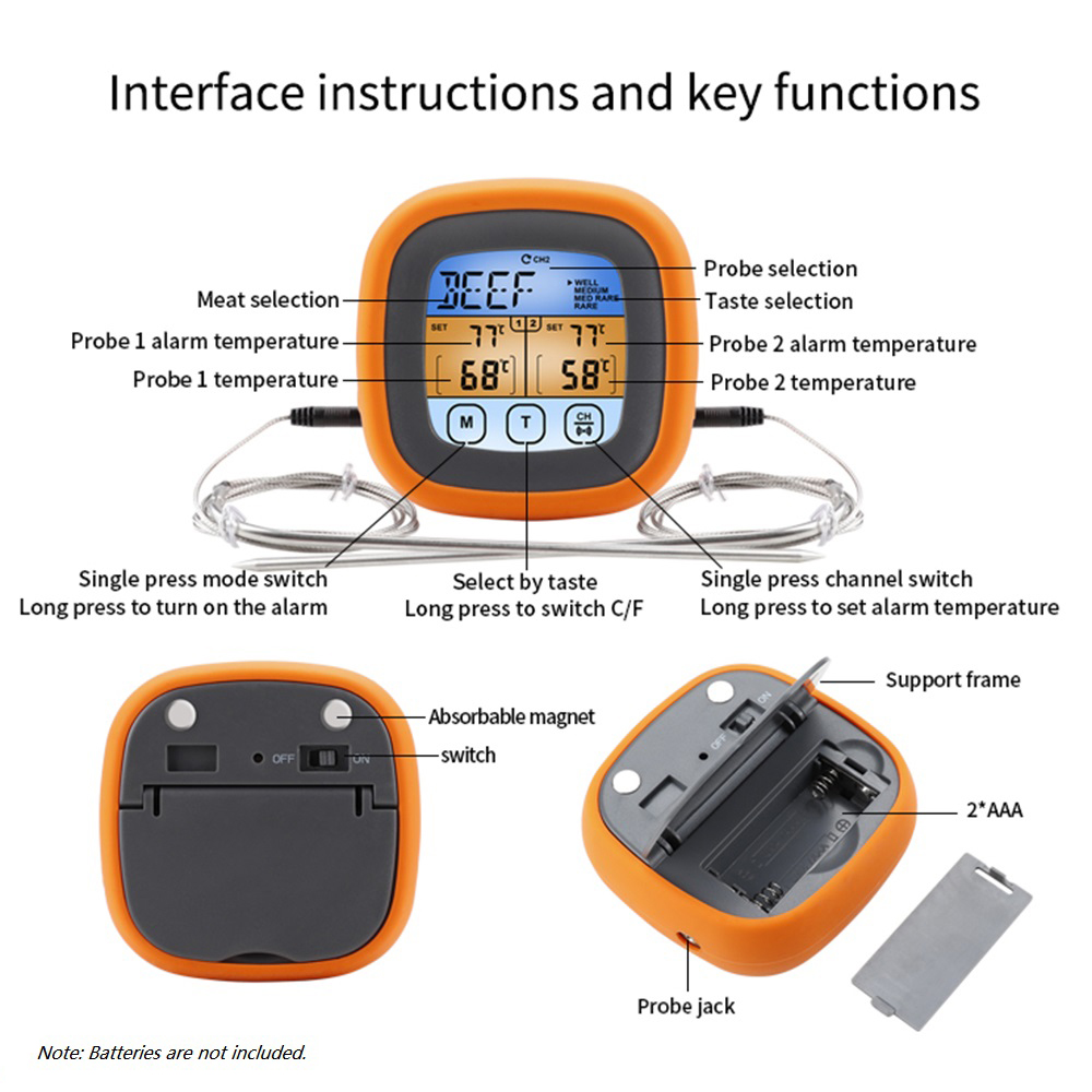 Dual Probes Digital Meat Thermometer Barbecue Cooking Food Oven Thermometer for Grill Barbecue Kitchen Tool
