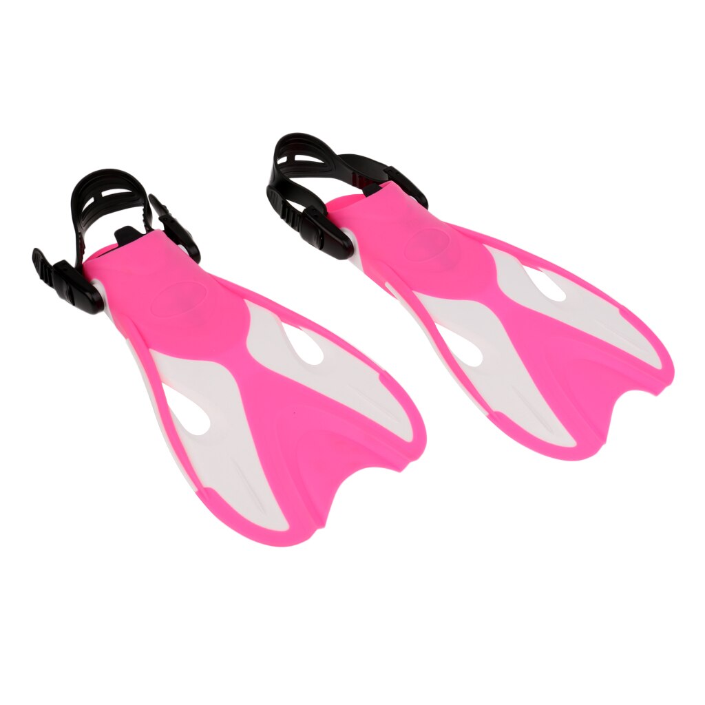 Aletas de natación para niños pequeños aletas de entrenamiento talón abierto para buceo deportes acuáticos: Rose Red White