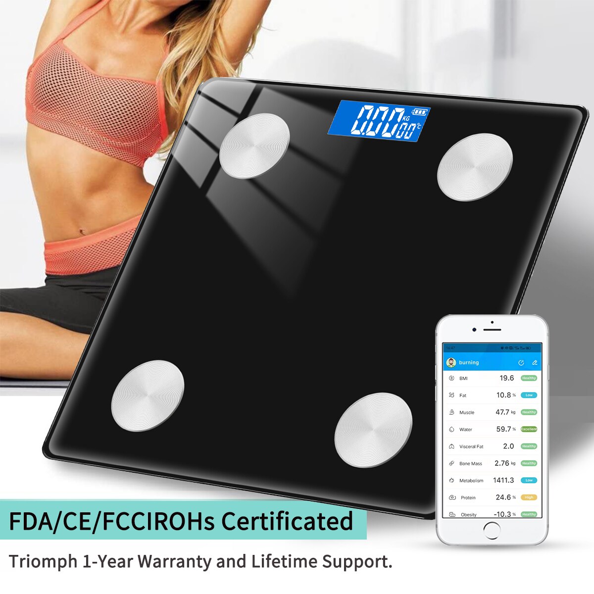 Bluetooth Body Fat Scale BMI Scale Smart Electronic Scales LCD Digital Bathroom Weight Scale Balance Body Composition Analyzer