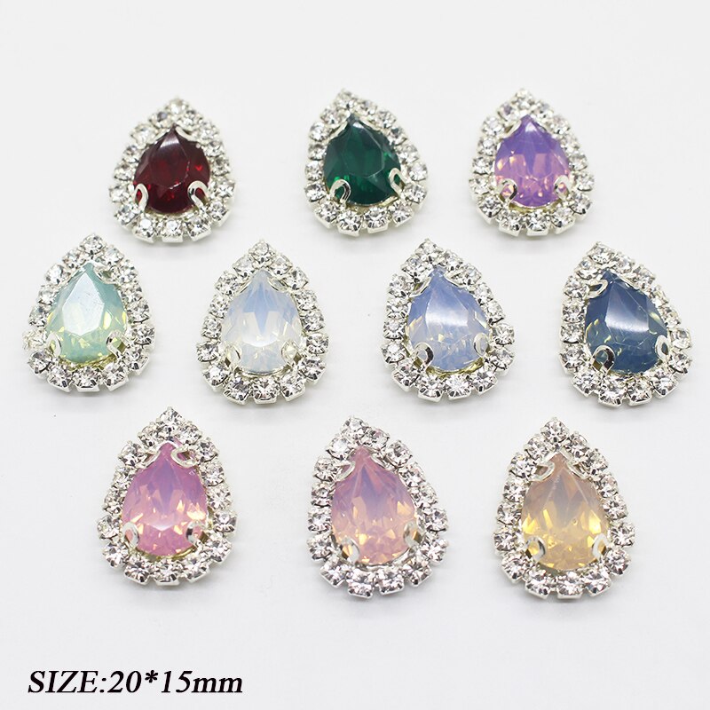 Rhinestone Water drops 10 pcs Button For Craft Sewing Diy Handmade Clothing Decorative Embellishment Home Decoration Accessories: mix