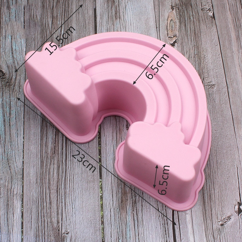 3D Rainbow Silicone Mold Baby Birthday Party Cake Decorating Tools Fondant Chocolate Candy Gumpaste Moulds Baking Molds M008