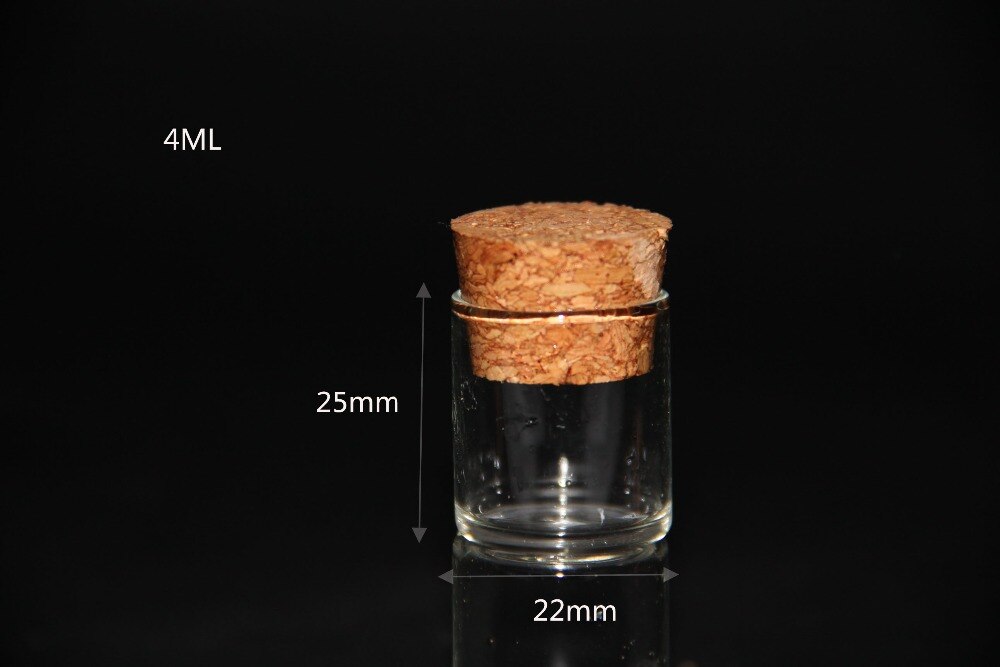 Tubo de ensayo ml para decoración de jarras y botellas de vidrio, 1 unidad, 4/5/6/18/22/24/30/65/75, frascos, adornos, tapón de corcho, tarro de Mason: 22x25mm 4ml