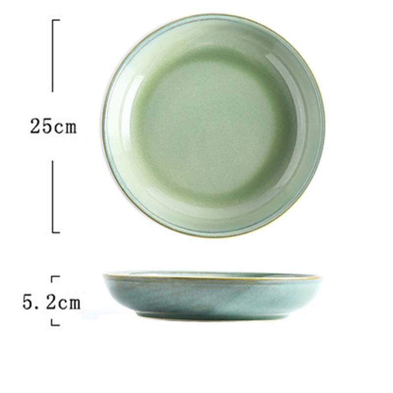 Plats en céramique de style japonais, plats profonds sous glaçure, fours créatifs, grands plats, plats, plats à soupe, plats à bouche profonde: vert militaire