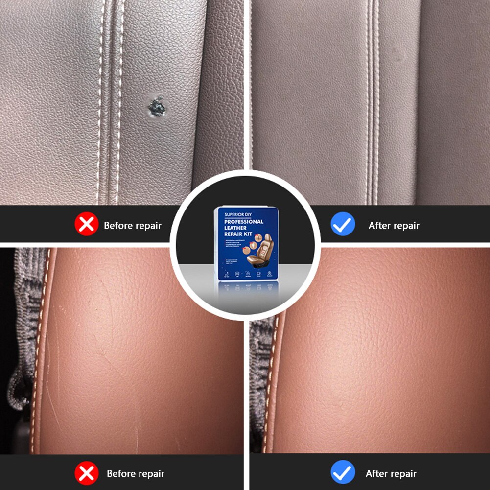 Car Seat Sofa No Heat Leather Vinyl Repair Kit for Car Leather Seat Bag Rips Gouges Repair Cream Retreading Refurbish Repair Too