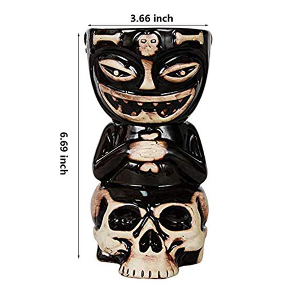 Innovative Hawaii Skull Tiki Mug Hand-painted Ceramics Cocktail Beer Cup Easter Islander 520ml Maori Tiki Wine Drink Mug