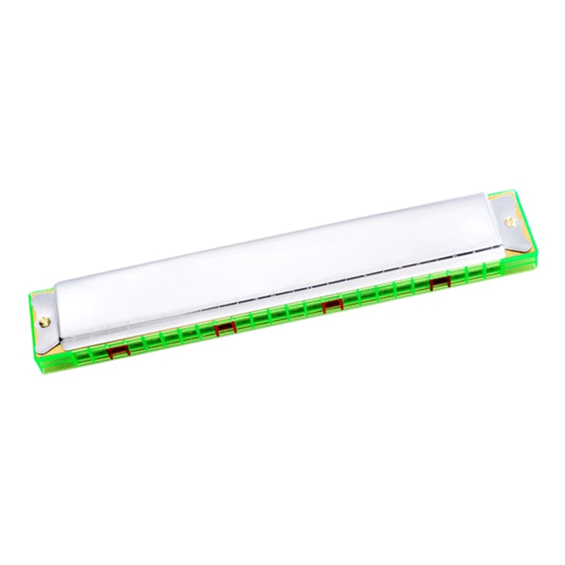 Harmonica C Key 24-hole Accented C Mouth Organ Harmonica, Chromatic Harmonica Key of C for Professionals and Students: Silver polyphonic C