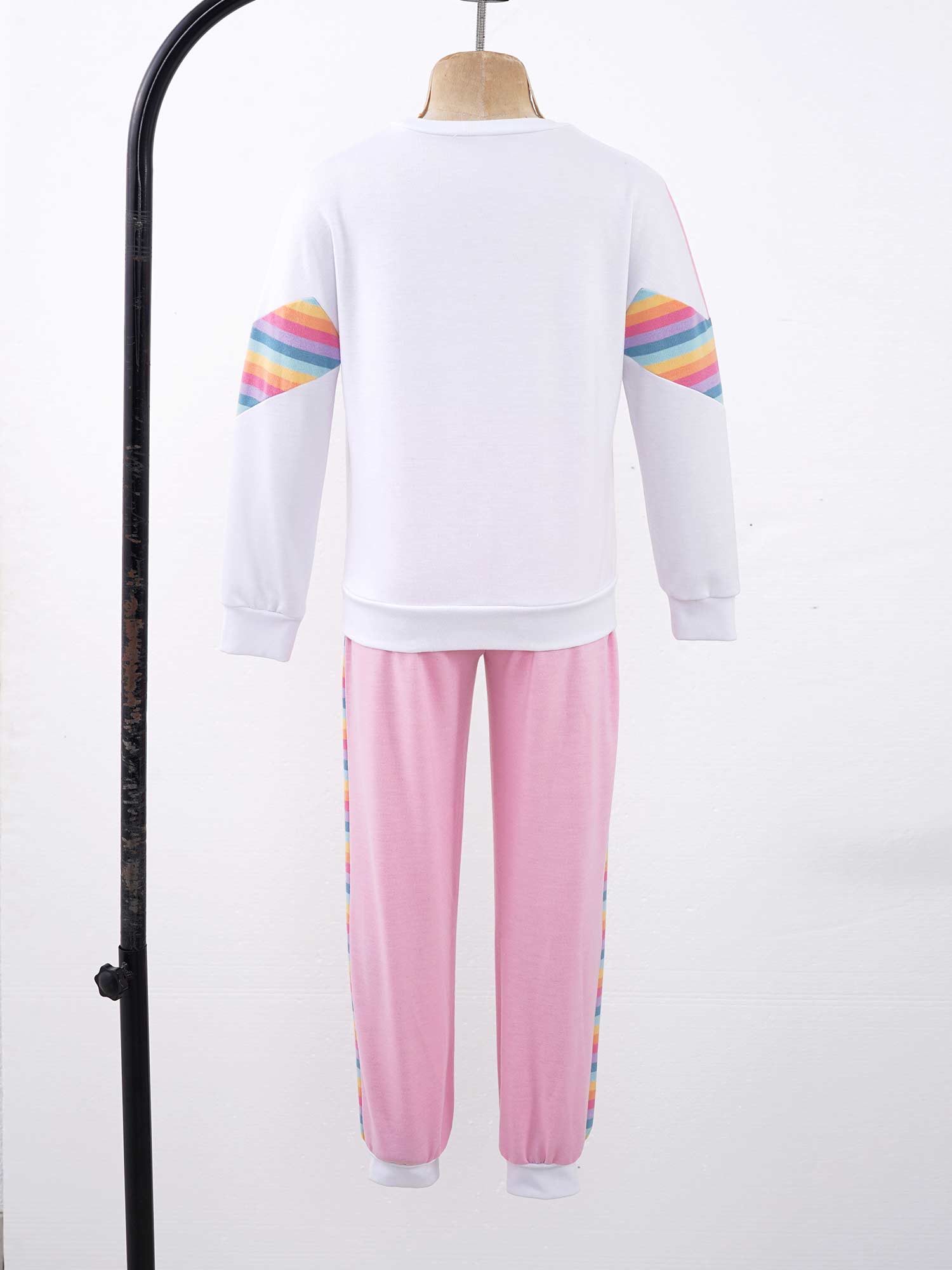 Kids Girls Tracksuit Sport Clothes Children Sports Outfits Casual Long Sleeve Patchwork Style Top with Elastic Waist Long Pants