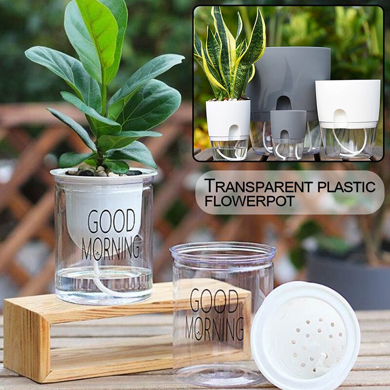 Watering Planter Handmade Double Layer Self Watering Plant Flower Pot With Water Container Round Flowerpot Home Garden Decor
