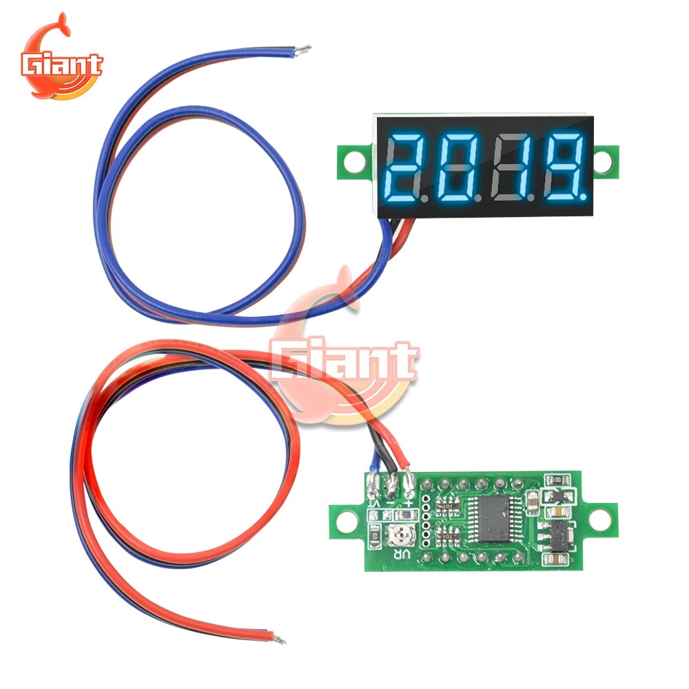 4 Bit 0.36 inch Mini Digital Voltmeter Volt Voltage Meter LED Panel Electric Voltage Tester 3 Wires DC 0-100V 12V DC Voltmeter