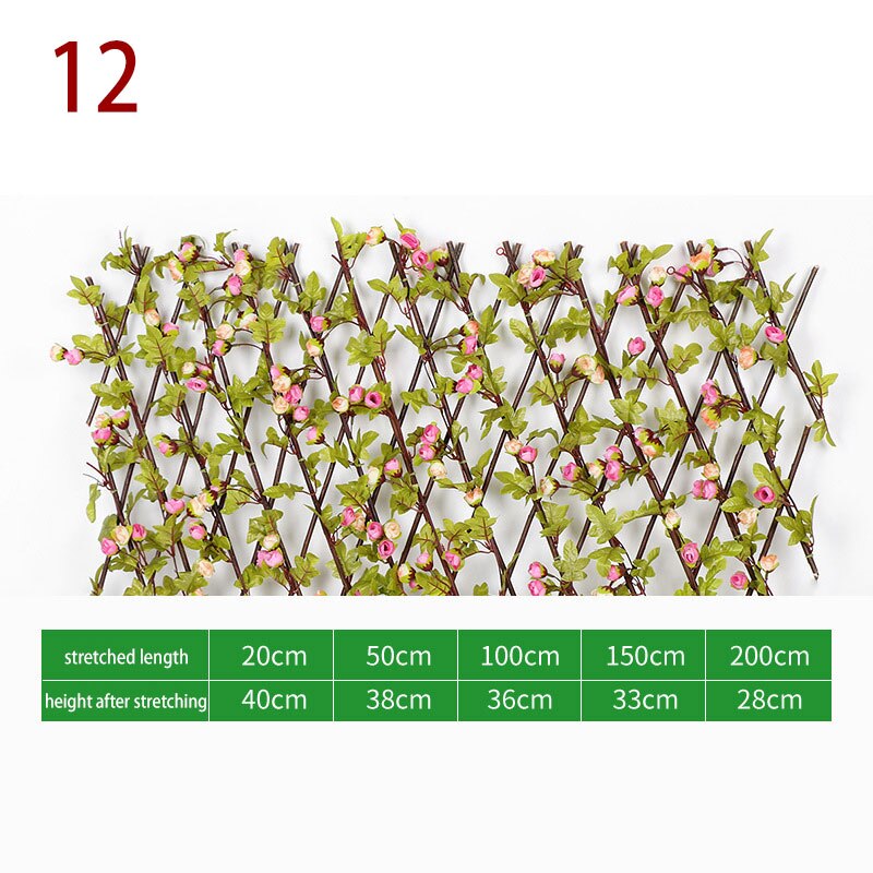 Clôture rétractable artificielle pour plantes de jardin, Simulation de fleurs, feuilles, décoration de jardin, écran de protection en treillis: 12