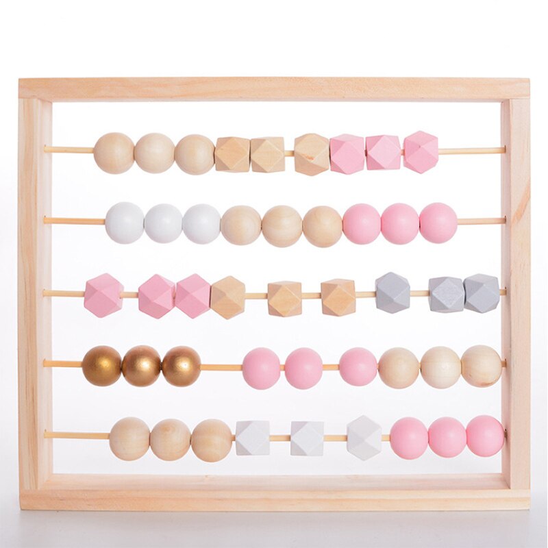 Montessori Toy Natural Wooden Abacus With beads Craft Baby Early Learning Educational Toys Baby Room Decor ins pop Toys: C-Blue