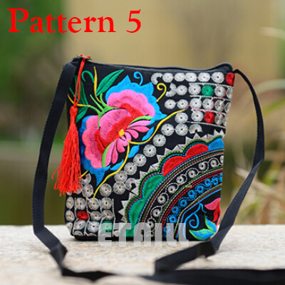Chinese Nationale Etnische Stijl Messenger Bag Vintage Bloemen Geborduurde Leuke Canvas Crossbody Tas Meisjes Kleine Telefoon Tassen: Pattern 5