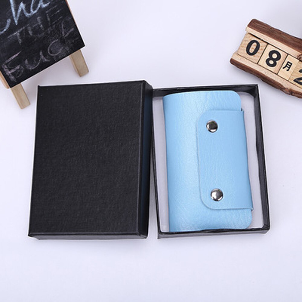 1 PC couleur unie Portable Pu cuir femme de ménage titulaires porte-clés porte-clés sac étui unisexe portefeuille couverture Simple sac de rangement: blue