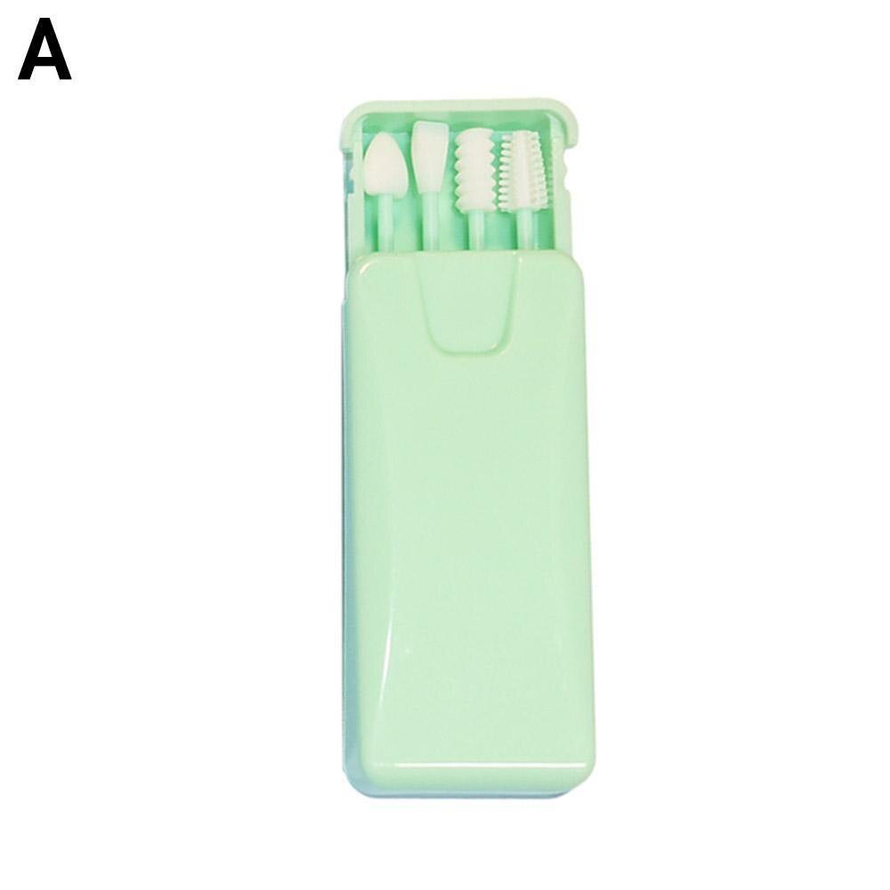 2/4Pcs/box Reusable Cotton Swab Ear Cleaning Cosmetic Silicone Buds Swabs Sticks Double-headed Recycling For Cleaning Makeup: A