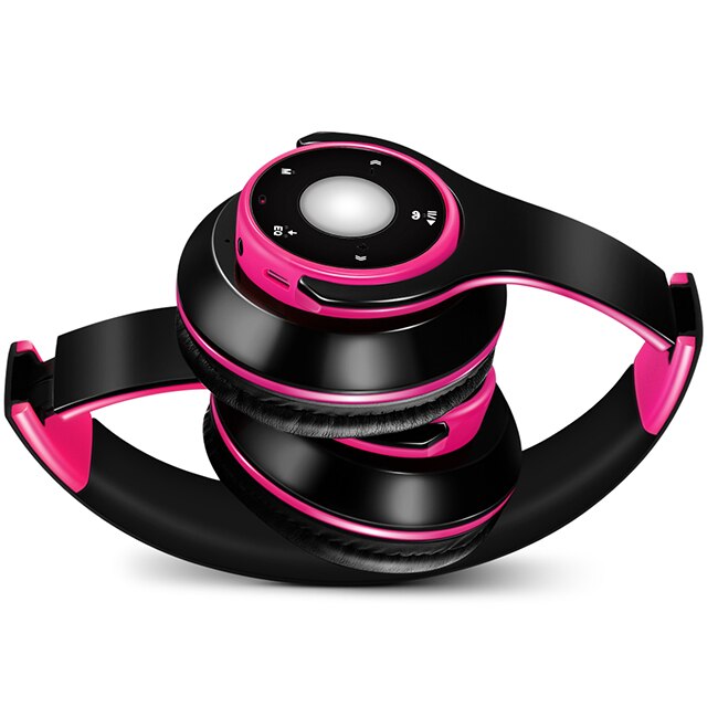 headset Bluetooth Stereo Headphones Foldable Wireless Earphone HIFI games support TF card with Mic for Android and IOS: rose
