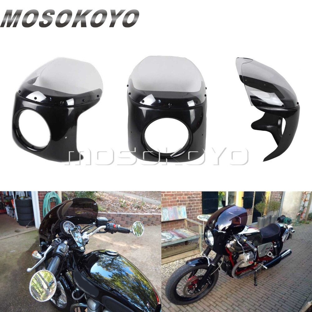 Motorfiets Transparant 7 "Ronde Koplamp Kuip Retro Hoofd Licht Masker voor Harley Chopper Cafe Racer Bobber