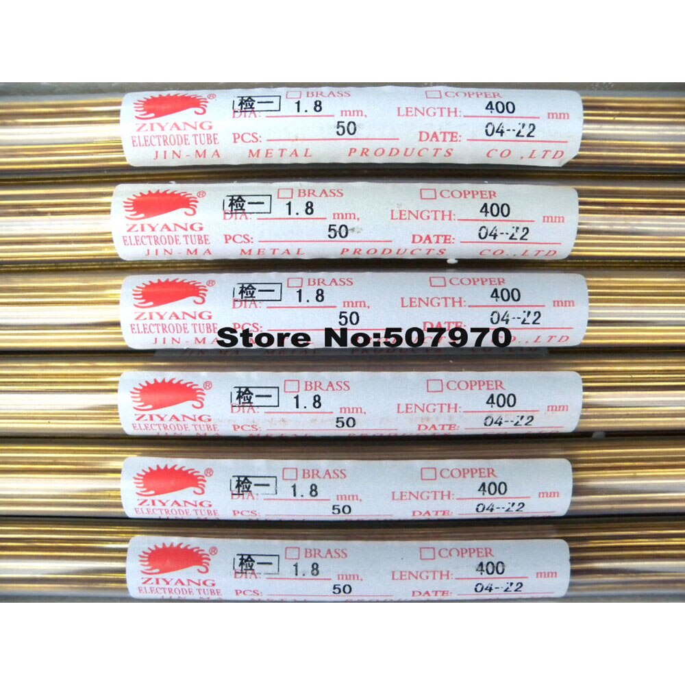 Tubo de electrodo de latón de un solo orificio Ziyang OD1.8 * 400mm para perforadora EDM