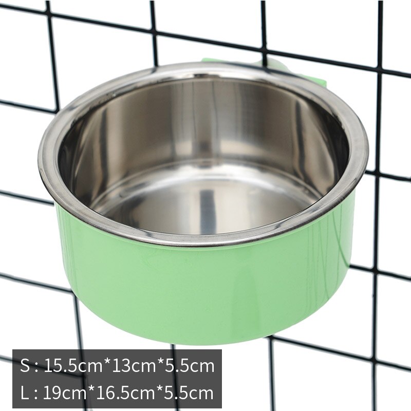 Gamelle pour chat hoopet suspendue pour chien, cage pour chat, mangeoire pour chiot, chaton, gamelles pour nourriture et eau pour animaux de compagnie, mangeoires pour chiens, fournitures pour animaux de compagnie: Vert / L
