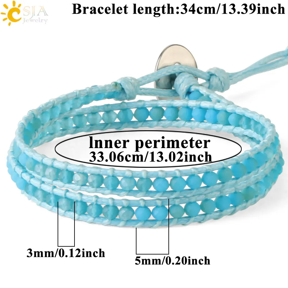 CSJA Turquoise Man Bracelet Bohemian Handmade Braides Bangle Indian Agate Crystal Beaded Double Layer Bracelets Women Homme S625: Dark Gold