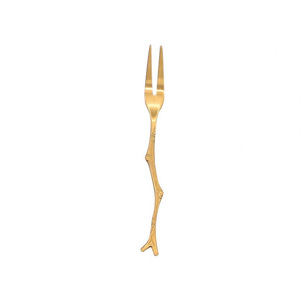 Dinner Knife Stainless Steel Dinner Spoon Anti-deform Multi-use Unique Practical Tree Branch Shape Dinner Spoon Table Fork: Golden Fork
