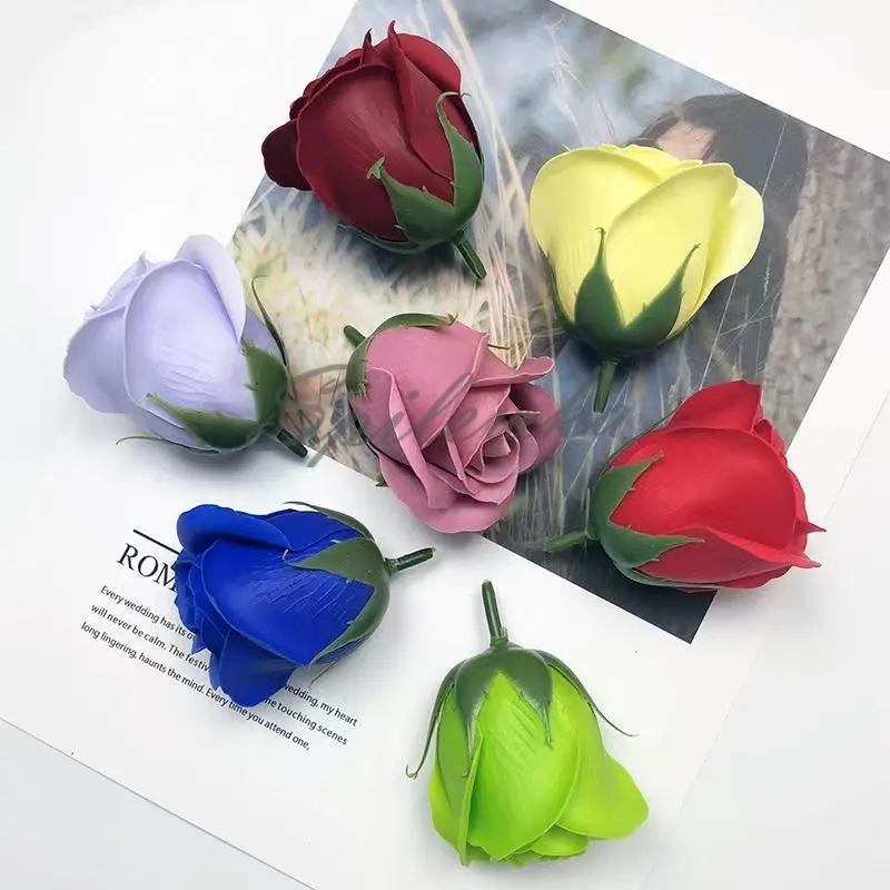 50 stks/partij Kunstbloem Rozen Hoofden Dia4.5cm Schoonheid Bruiloft Valentijnsdag Cadeau Rozen Boeket Thuis Party Decoratie Bloemen