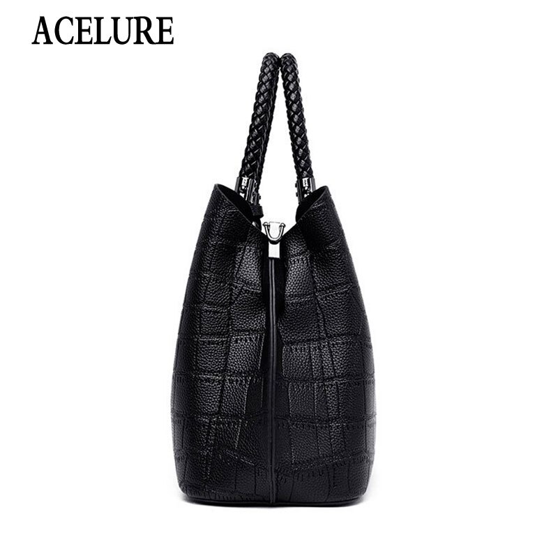 ACELURE Metal Pendant Solid Color Alligator PU Leather Women Shopping Handbags Purse Female Shoulder Crossbody Bags Ladies Purse