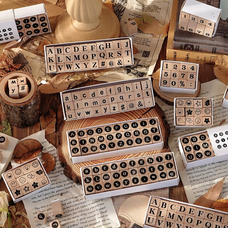 Vintage Typewriter letters Wood Stamp Set Rubber Stamps for Scrapbooking Cards Decoration Embossing Craft standard stamp