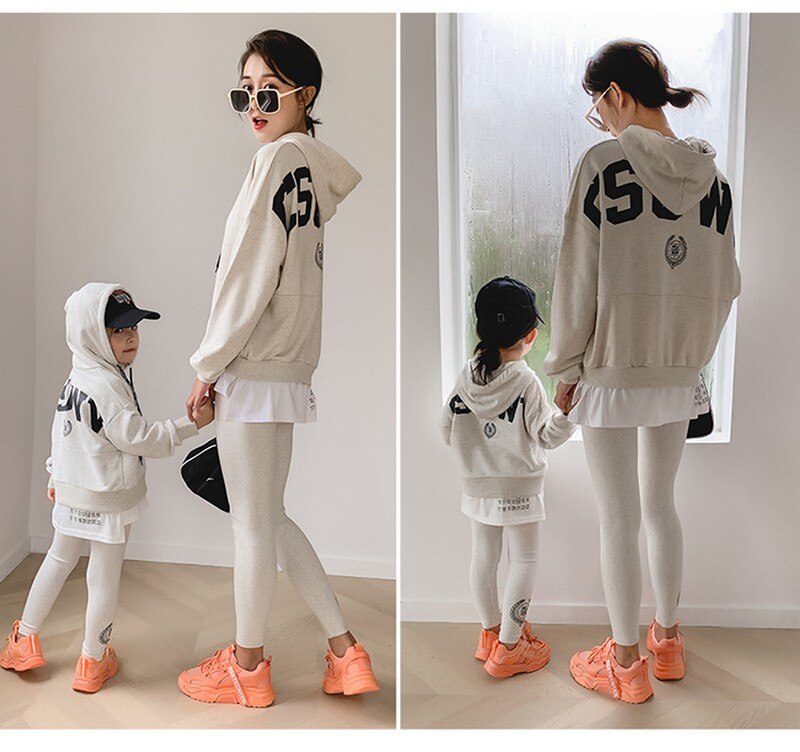 Ouder-Kind Moeder En Vrouwen Super Lente En Herfst Pak Herfst Netto Rode Trui Leggings Twee stuk Pak